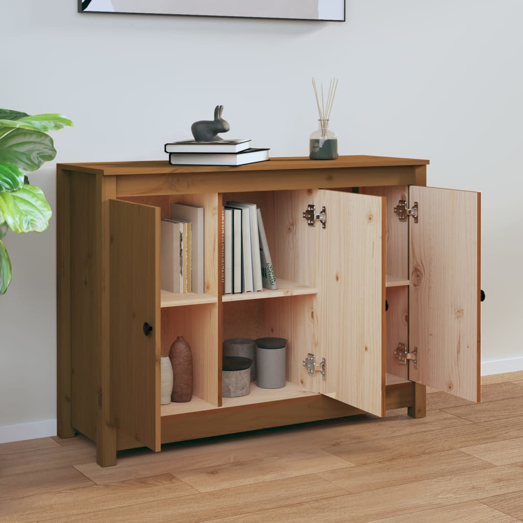 Honey brown buffet 100x35x74 cm solid pine wood