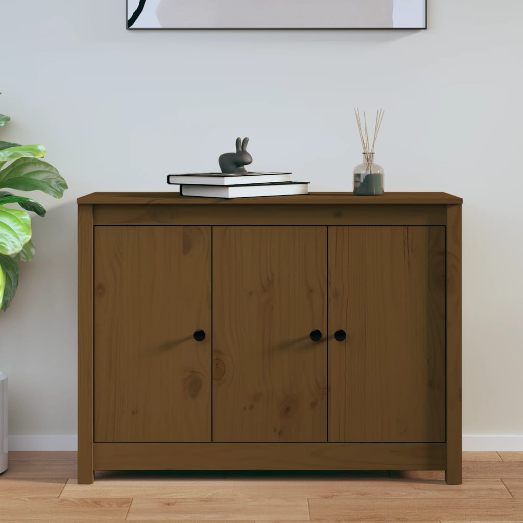 Credenza marrone miele 100x35x74 cm Legno di pino massiccio