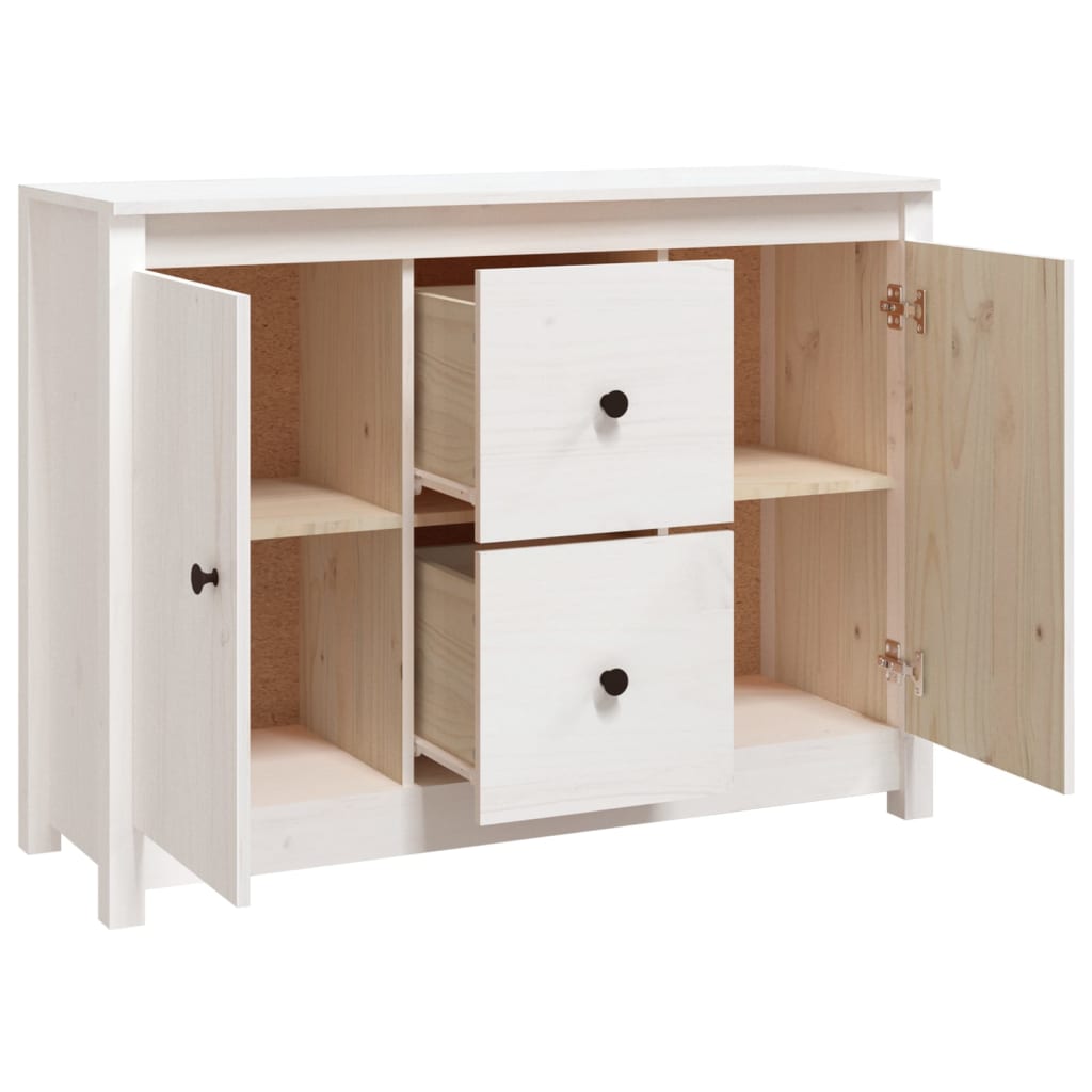 White buffet 100x35x74 cm solid pine wood