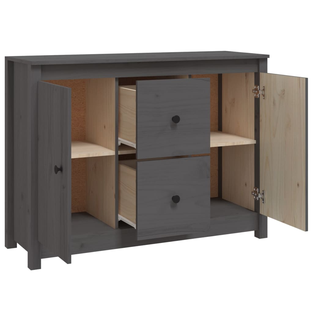 Gray buffet 100x35x74 cm solid pine wood