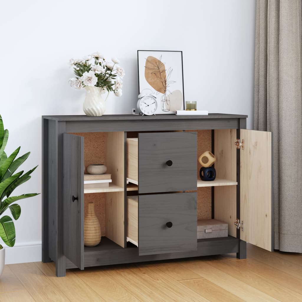 Gray buffet 100x35x74 cm solid pine wood