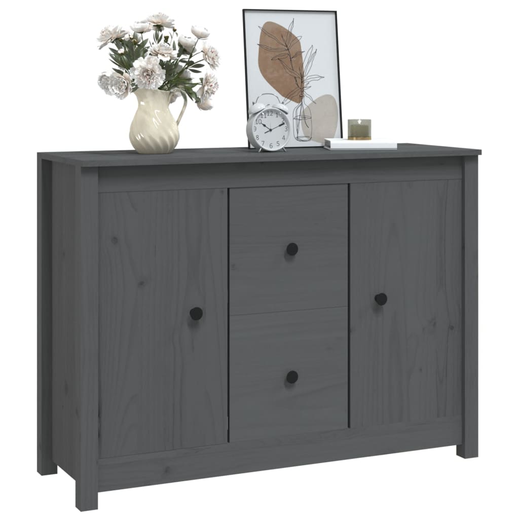 Gray buffet 100x35x74 cm solid pine wood