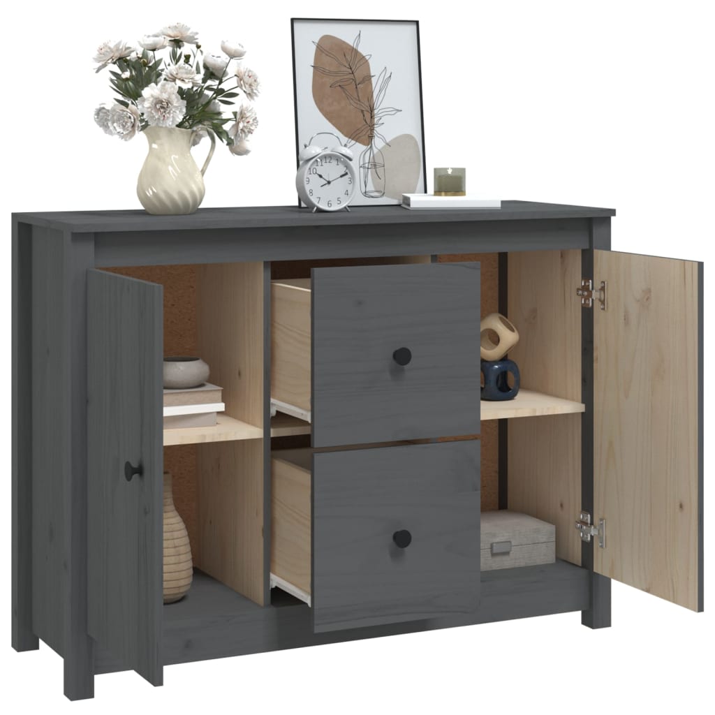 Gray buffet 100x35x74 cm solid pine wood