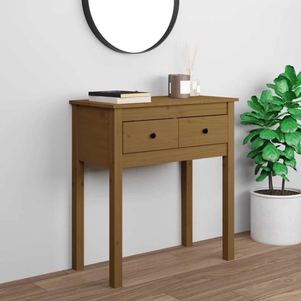 Honey brown console table 70x35x75 cm solid pine wood