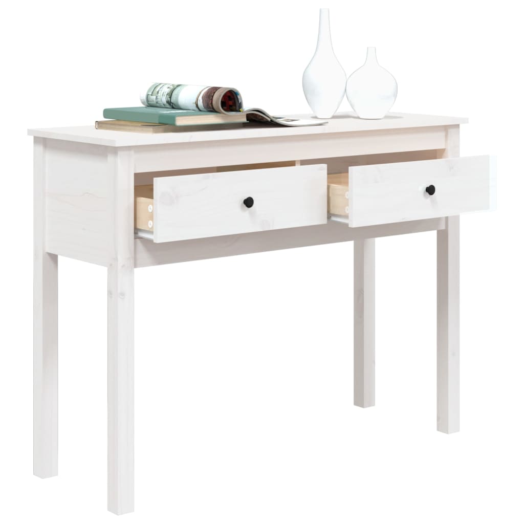 White console table 100x35x75 cm solid pine wood