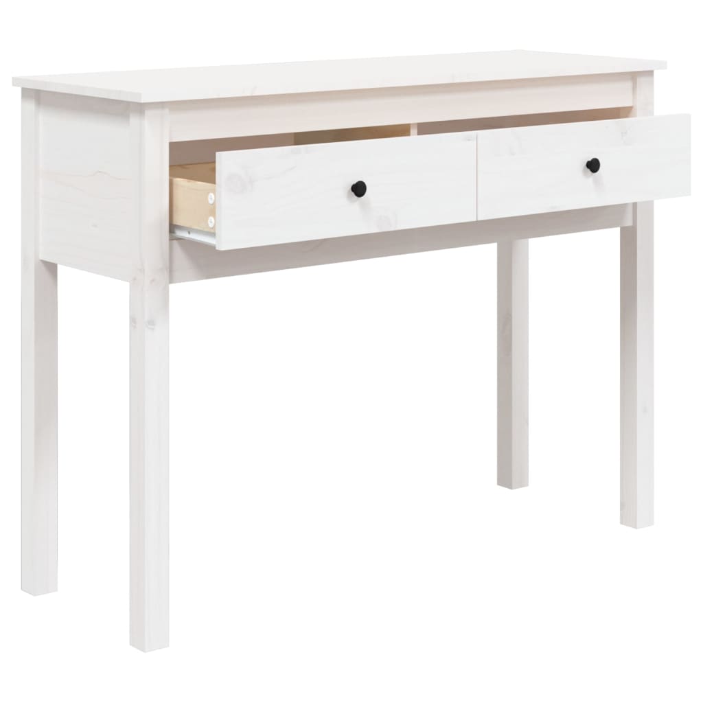 White console table 100x35x75 cm solid pine wood
