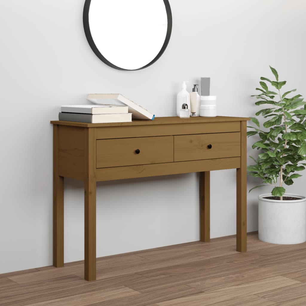 Honey brown console table 100x35x75 cm solid pine wood