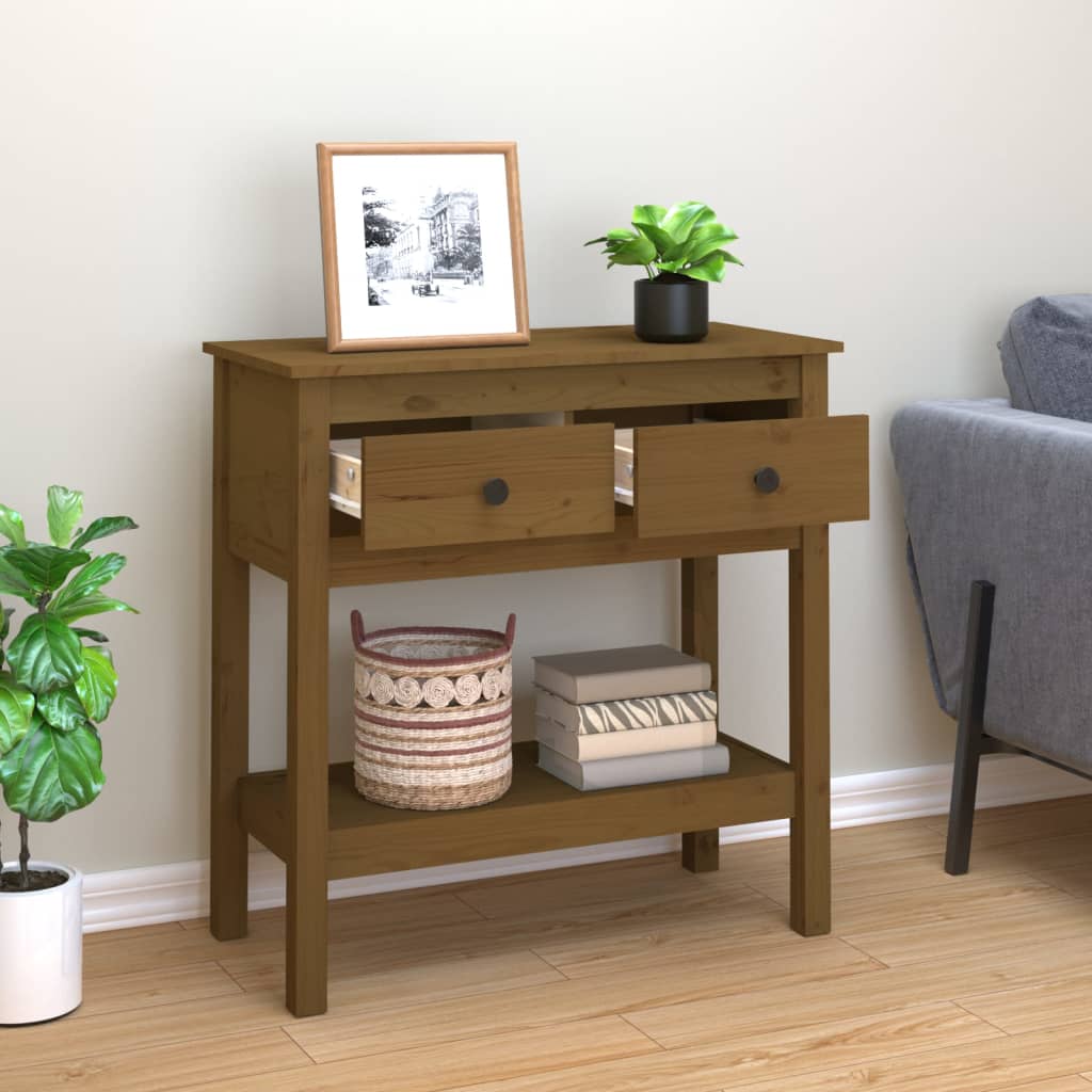 Honey brown console table 75x35x75 cm solid pine wood