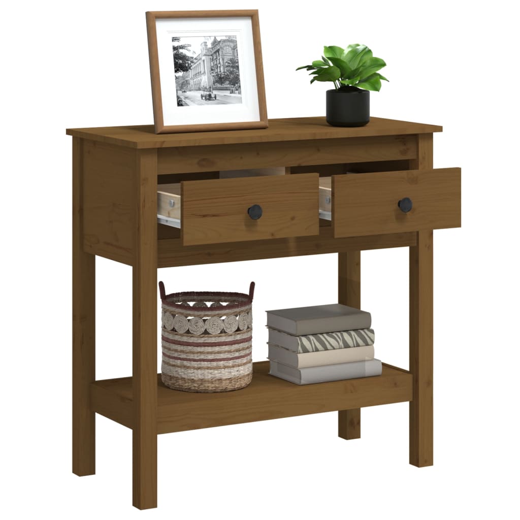 Honey brown console table 75x35x75 cm solid pine wood