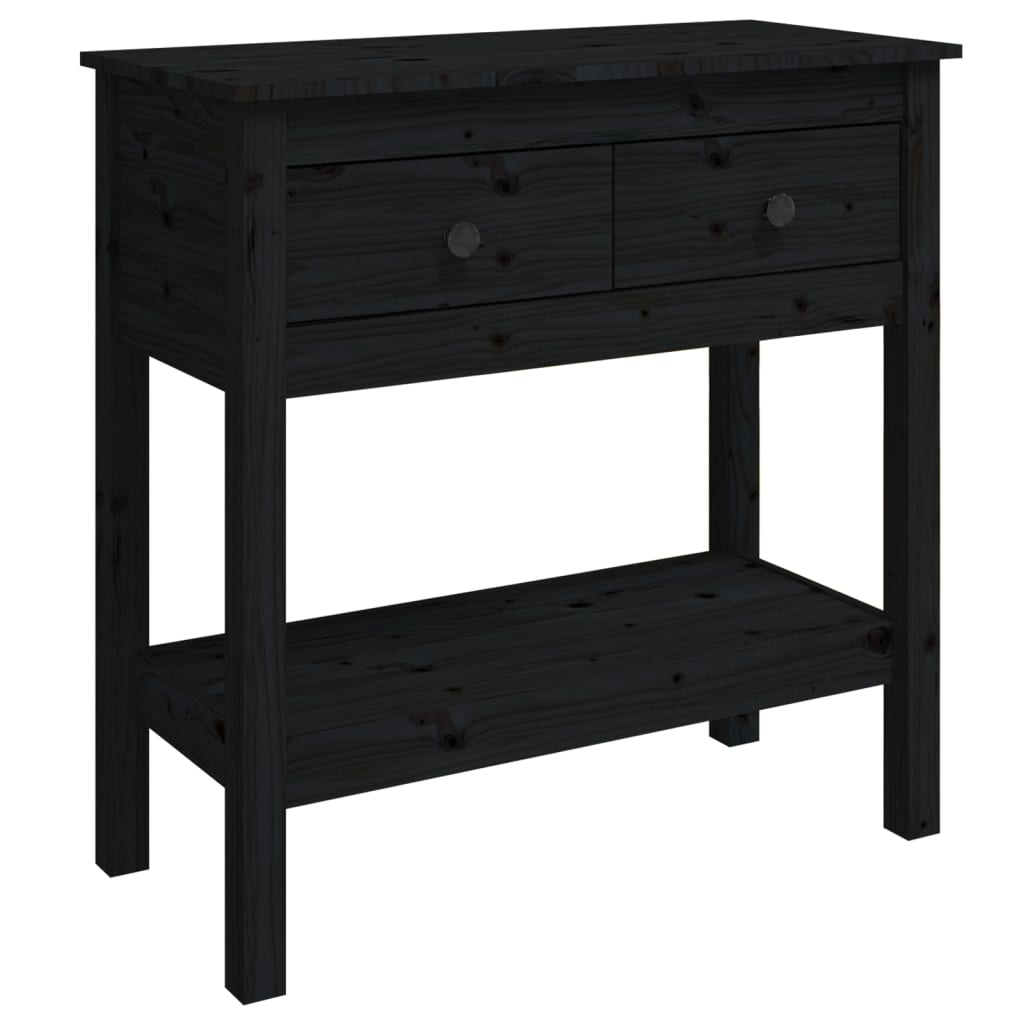 Black console table 75x35x75 cm solid pine wood