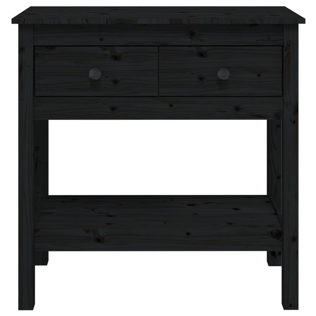 Black console table 75x35x75 cm solid pine wood