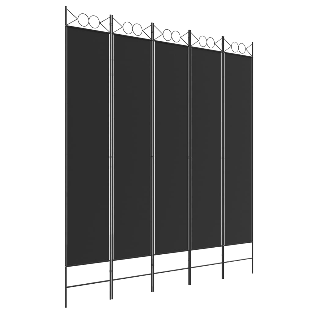 Separation partition 5 black panels 200x220 cm fabric
