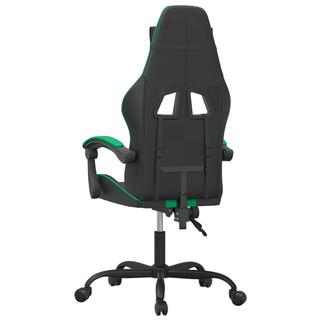 Pivoting game chair black and green imitation leather
