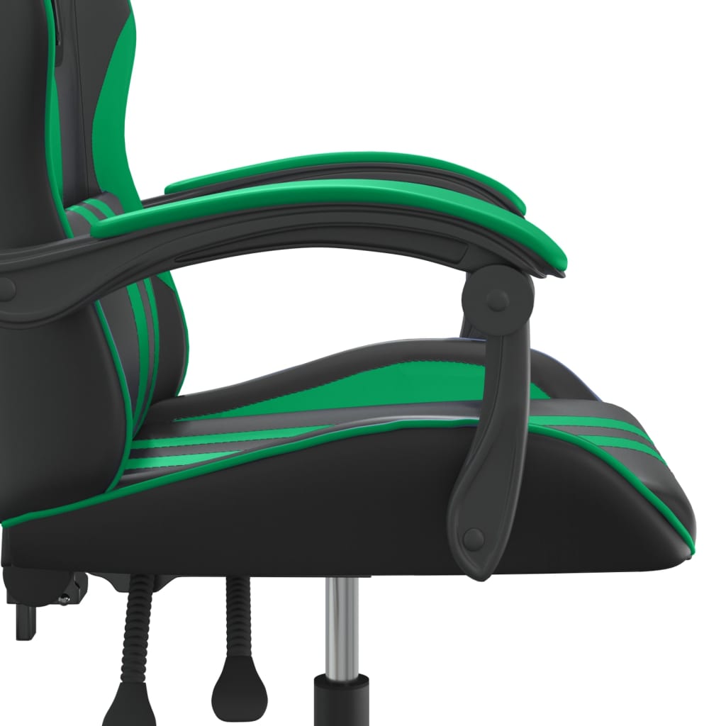 Chaise de jeu pivotante Noir et vert Similicuir
