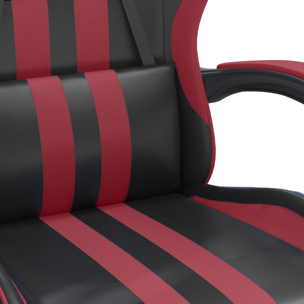 Chaise de jeu pivotante Noir et rouge bordeaux Similicuir