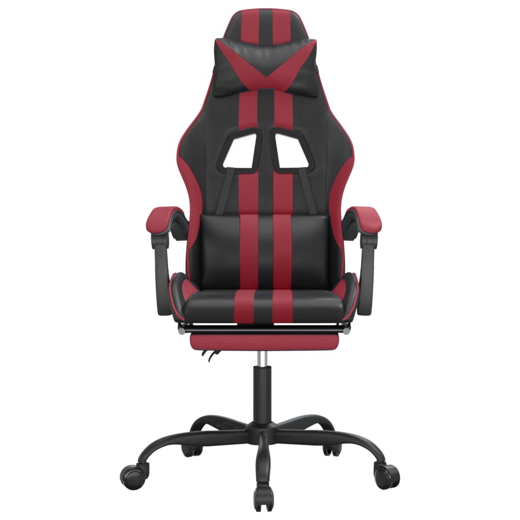 Pivoting game chair black features bordeaux imitation leather