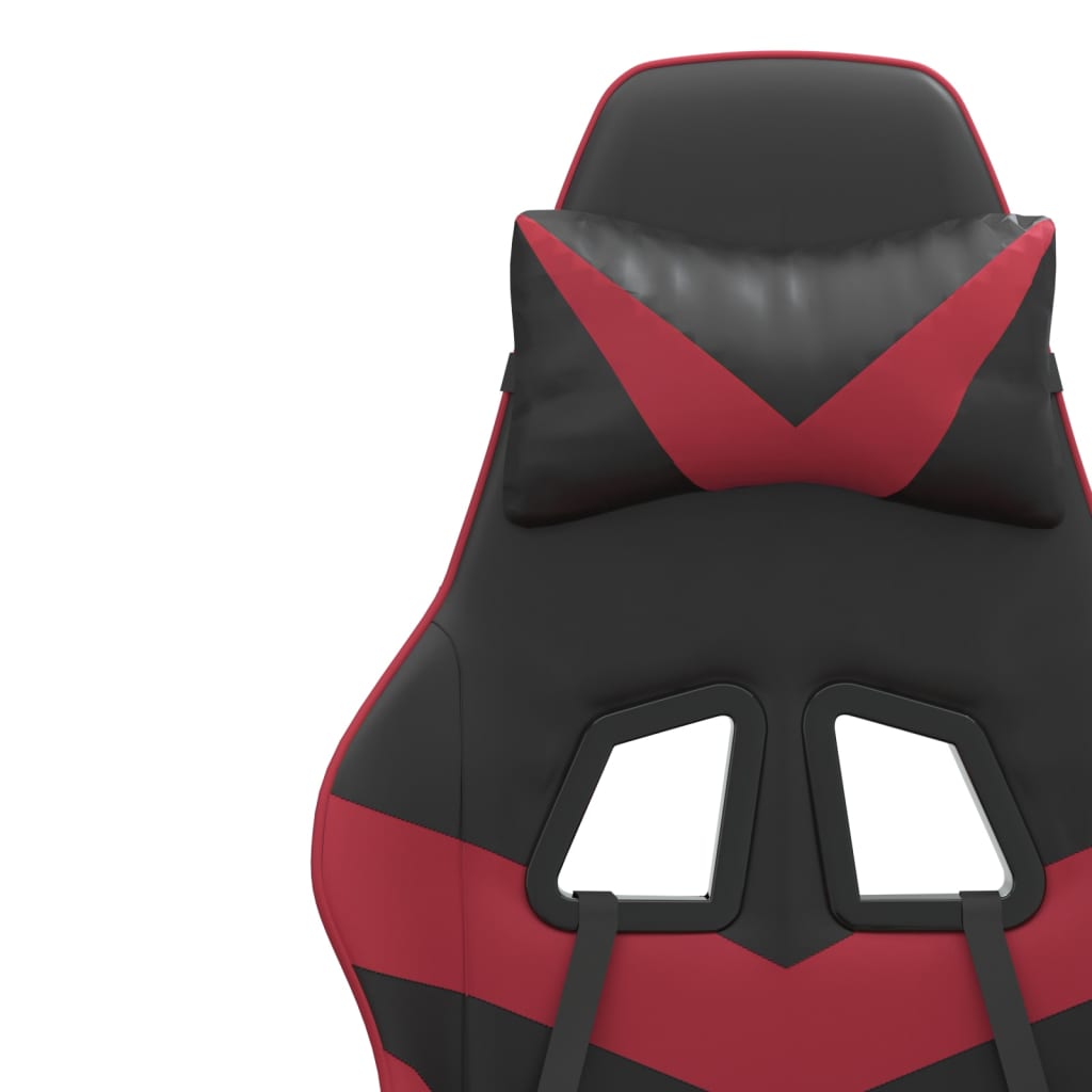Chaise de jeu pivotante Noir et rouge bordeaux Similicuir
