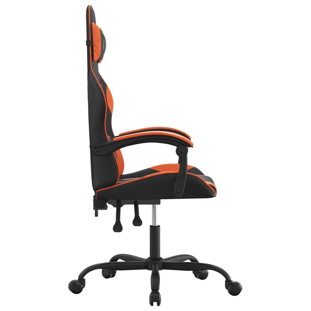 Pivoting game chair black and orange imitation leather