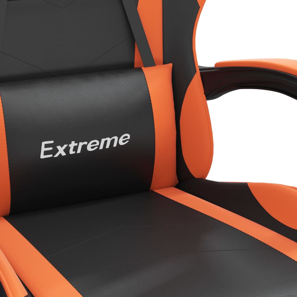 Chaise de jeu pivotante Noir et orange Similicuir