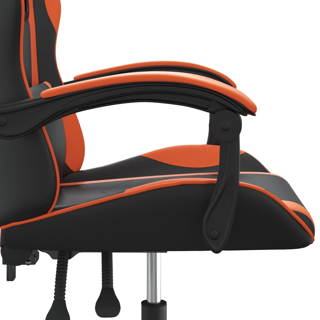 Chaise de jeu pivotante Noir et orange Similicuir