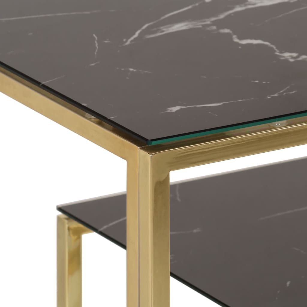Table console doré acier inoxydable et verre trempé