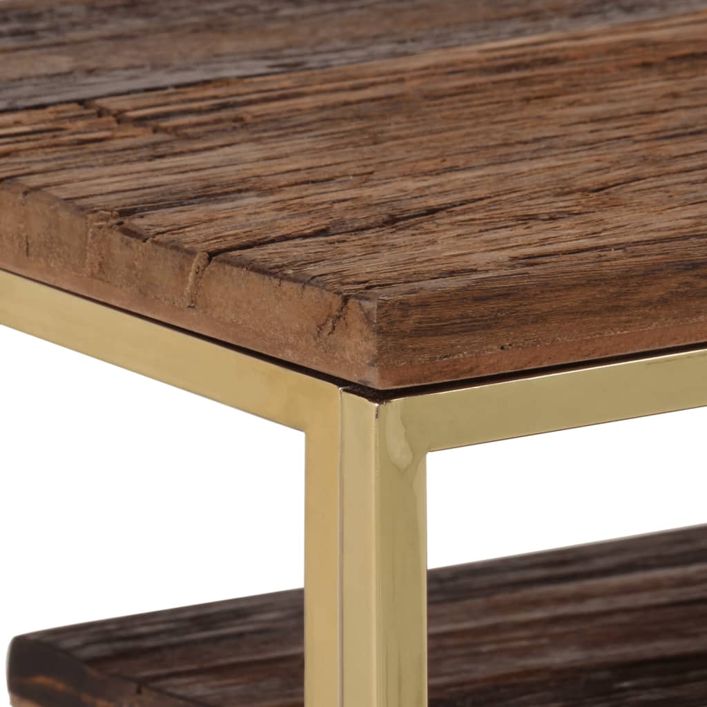 Table console doré acier inoxydable et bois récupération massif
