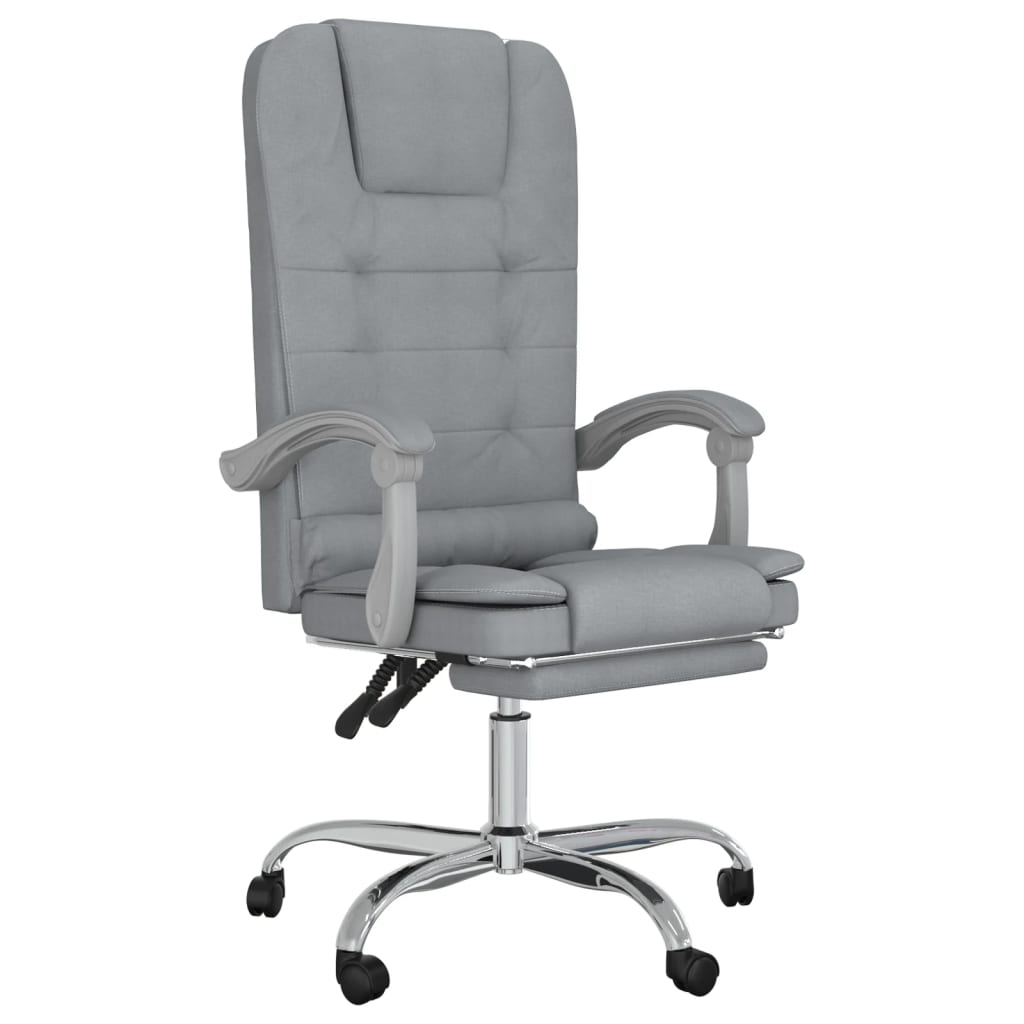 Poltrona massaggiante reclinabile da ufficio in tessuto grigio chiaro