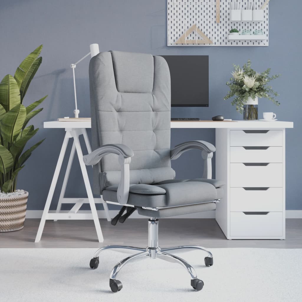 Poltrona massaggiante reclinabile da ufficio in tessuto grigio chiaro