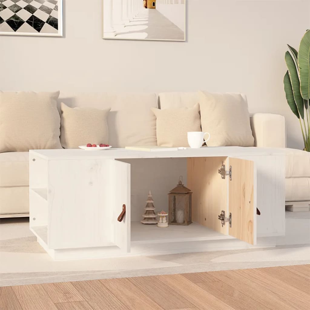White coffee table 100x50x41 cm solid pine wood