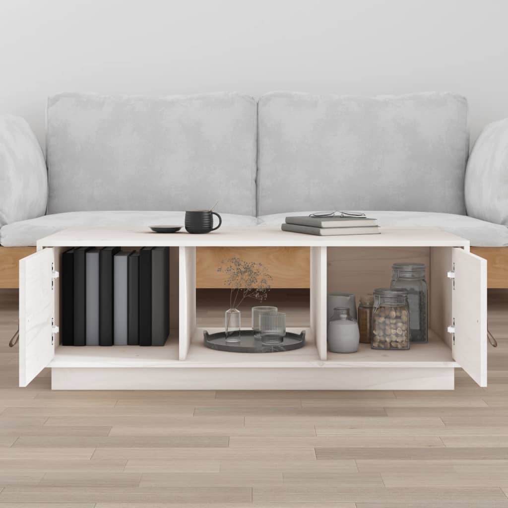 White coffee table 100x50x35 cm solid pine wood