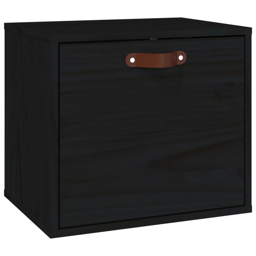 Black wall cabinet 40x30x35 cm solid pine wood