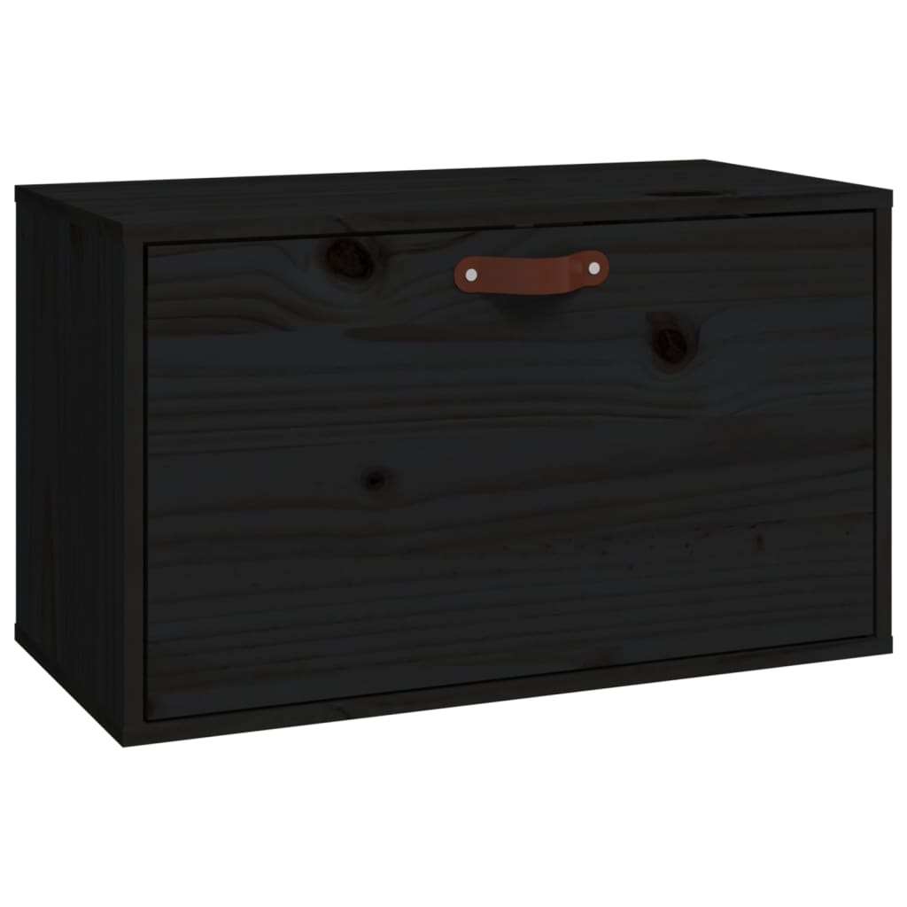 Black wall cabinet 60x30x35 cm solid pine wood