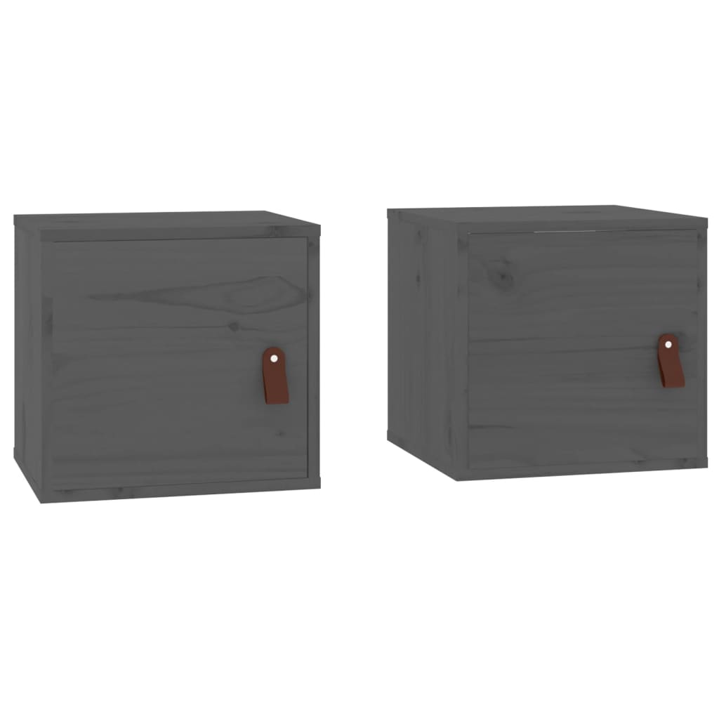 Wall cabinets 2 pcs gray 31.5x30x30 cm solid pine wood