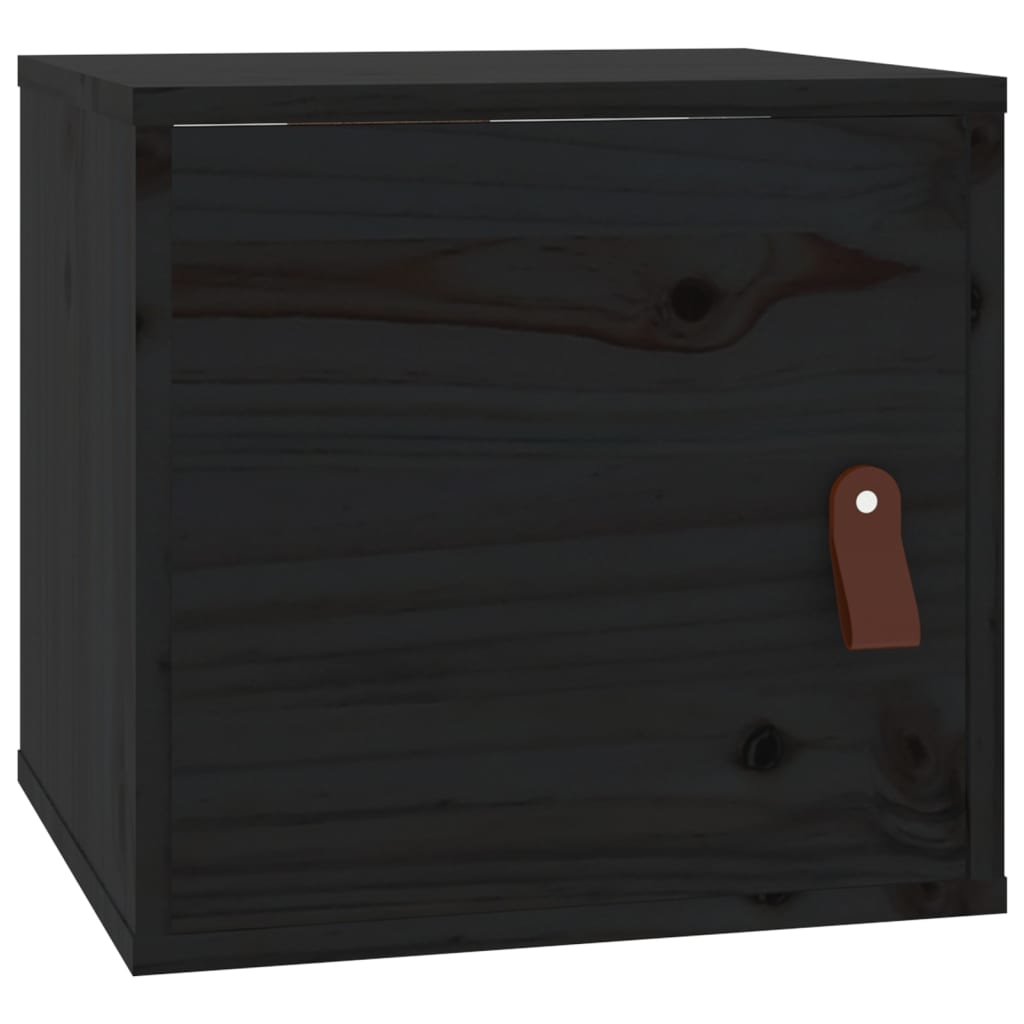 Wall cabinets 2 pcs black 31.5x30x30 cm solid pine wood