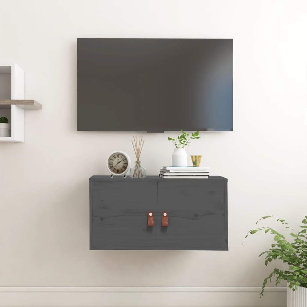 Gray wall cabinet 60x30x30 cm Solid pine wood