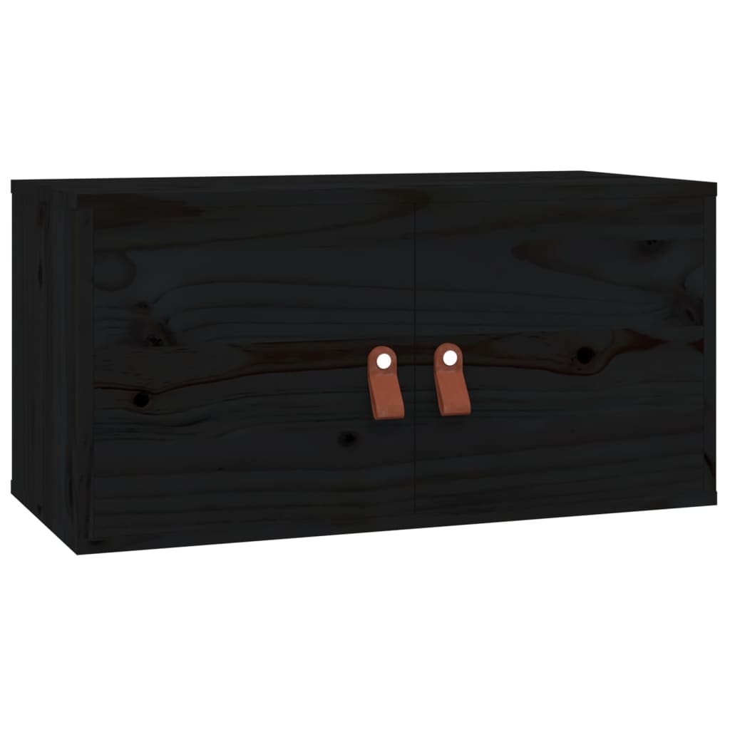 Black wall cabinet 60x30x30 cm solid pine wood
