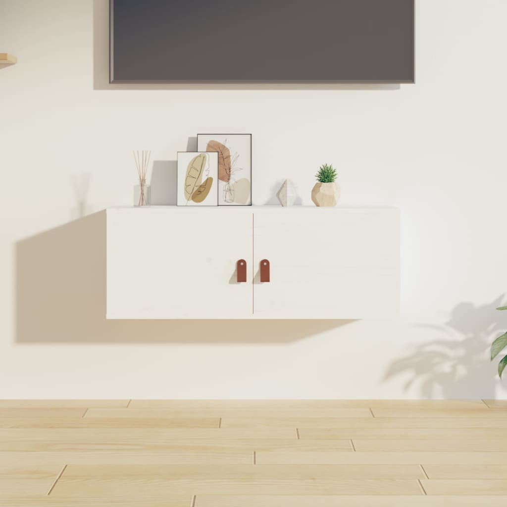 White wall cabinet 80x30x30 cm Solid pine wood