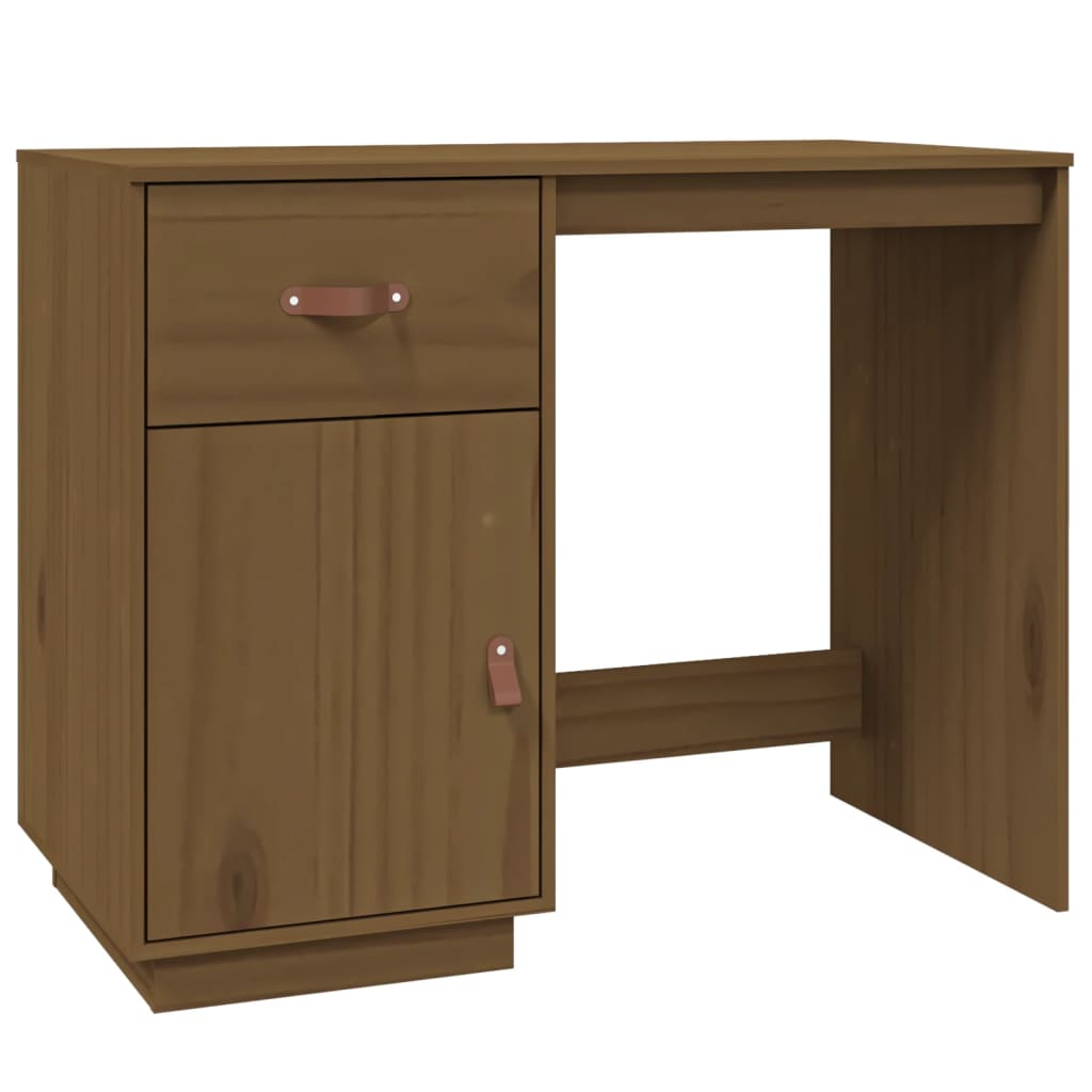 Honey brown desk 95x50x75 cm solid pine wood