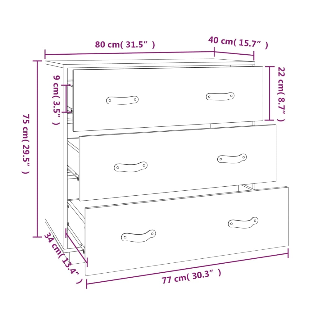 Buffet 80x40x75 cm Solid pine wood