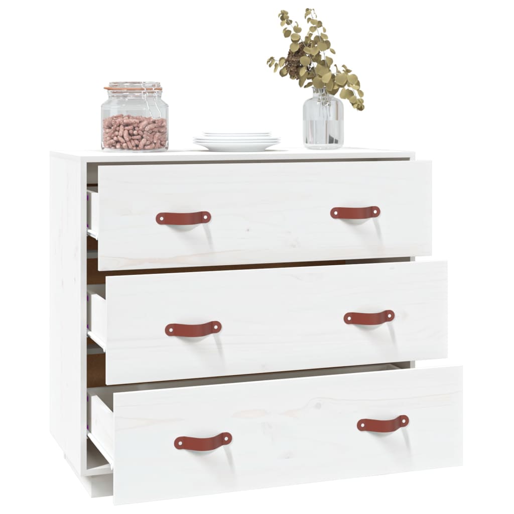 White buffet 80x40x75 cm solid pine wood
