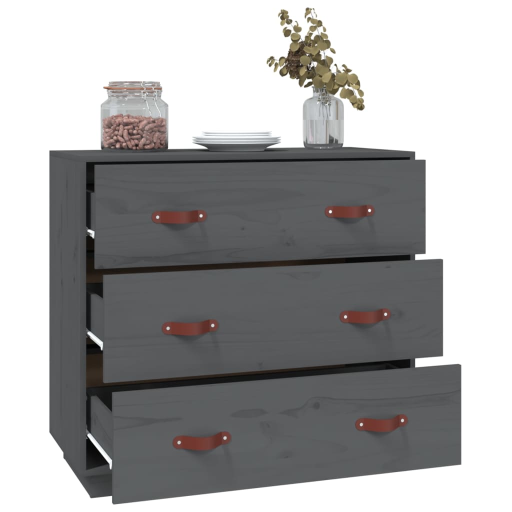 Gray buffet 80x40x75 cm solid pine wood