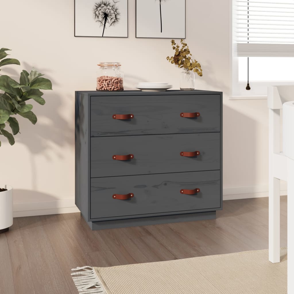 Gray buffet 80x40x75 cm solid pine wood