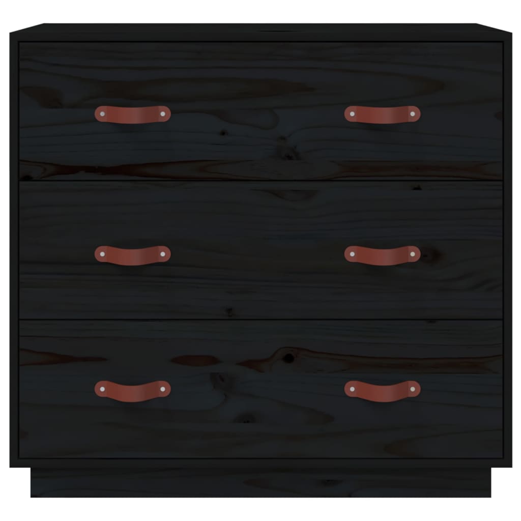 Black buffet 80x40x75 cm solid pine wood