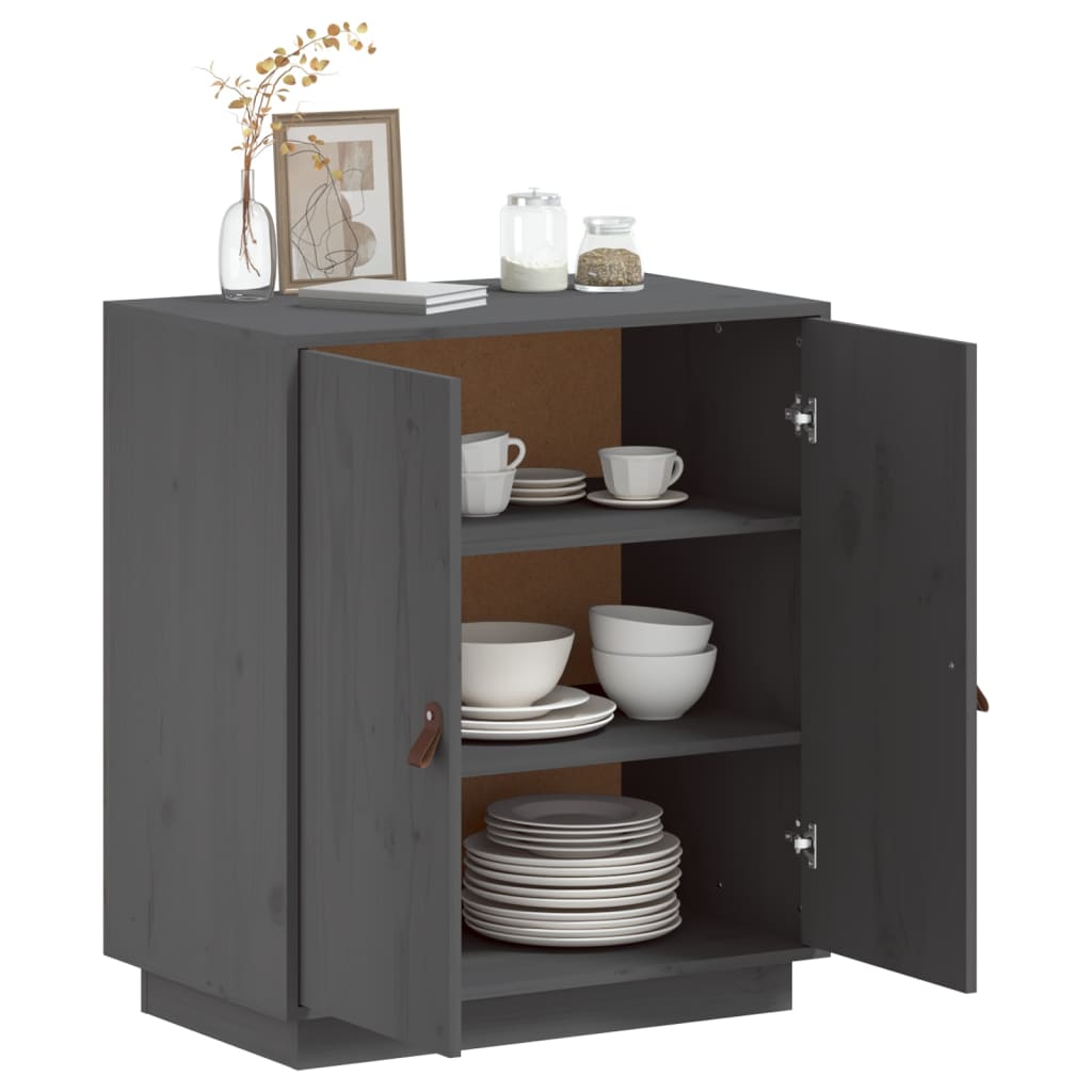 Gray buffet 65.5x40x75 cm Solid pine wood