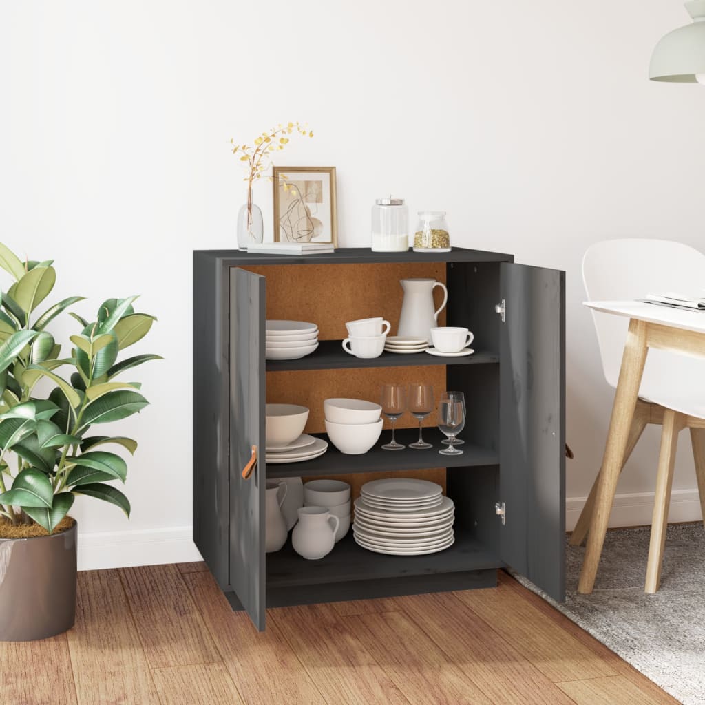 Gray buffet 65.5x40x75 cm Solid pine wood