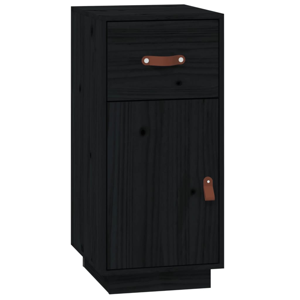 Buffet Noir 34x40x75 cm Bois massif de pin