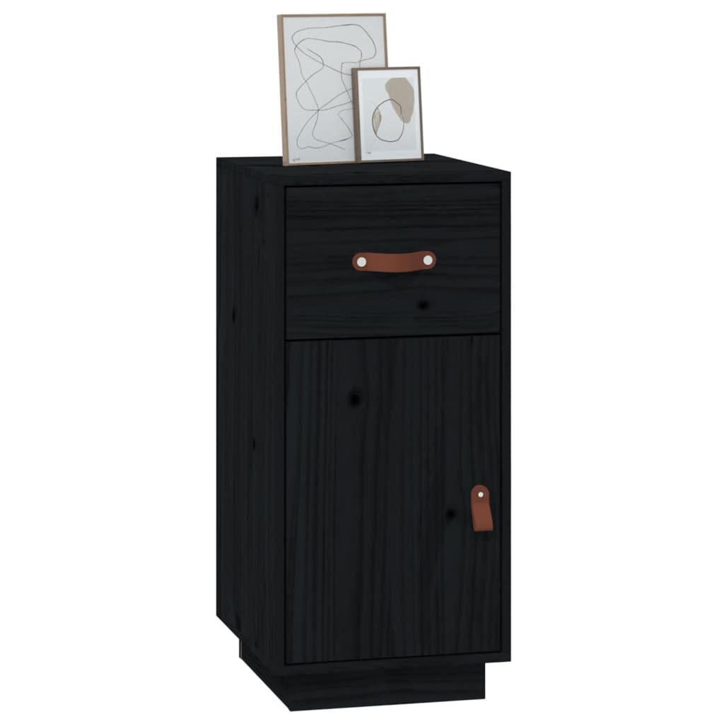 Buffet Noir 34x40x75 cm Bois massif de pin