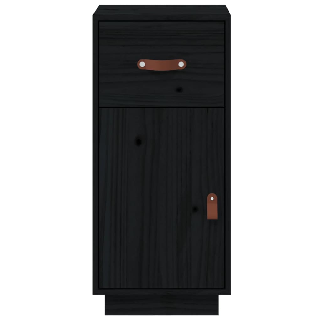 Buffet Noir 34x40x75 cm Bois massif de pin