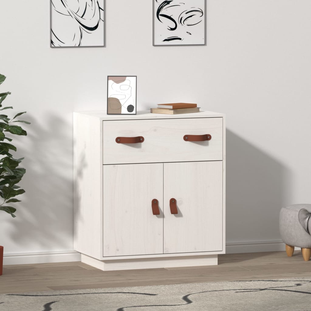 White buffet 65.5x40x75 cm solid pine wood