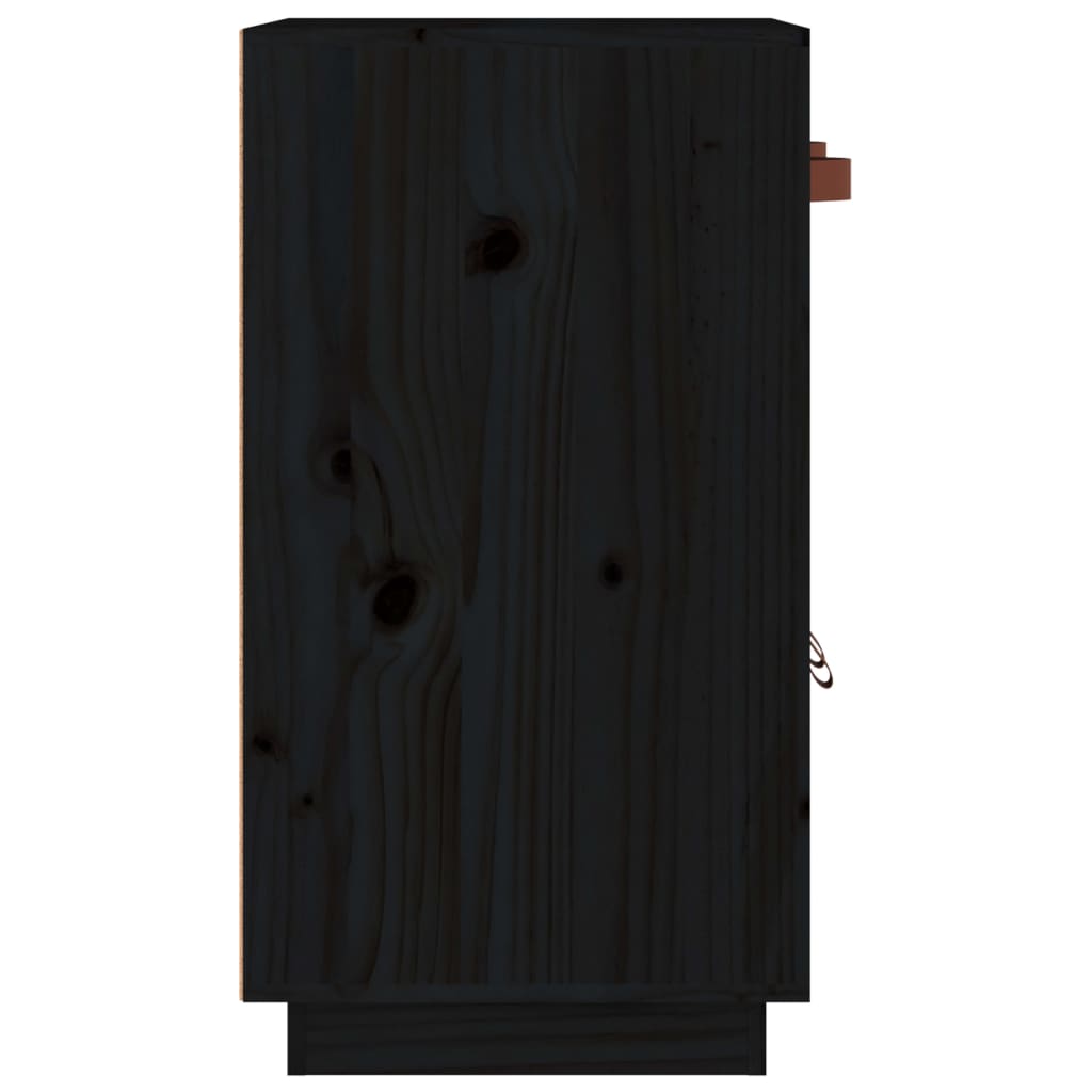 Credenza nera 65,5x40x75 cm Legno di pino massiccio